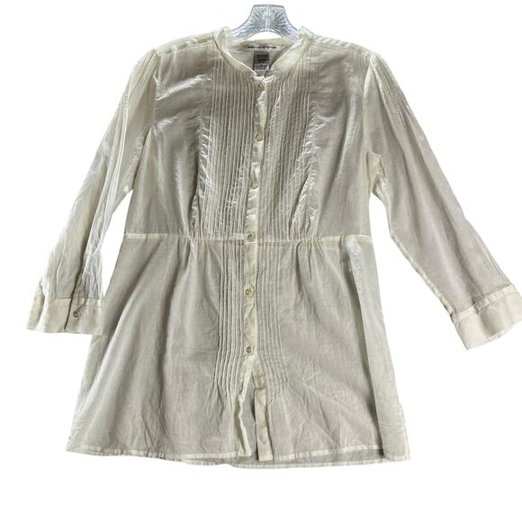 Diane Van Furstenberg Lawrence Shirt 12 100% Cotton Pintuck Pleats (2957) - Picture 2 of 8